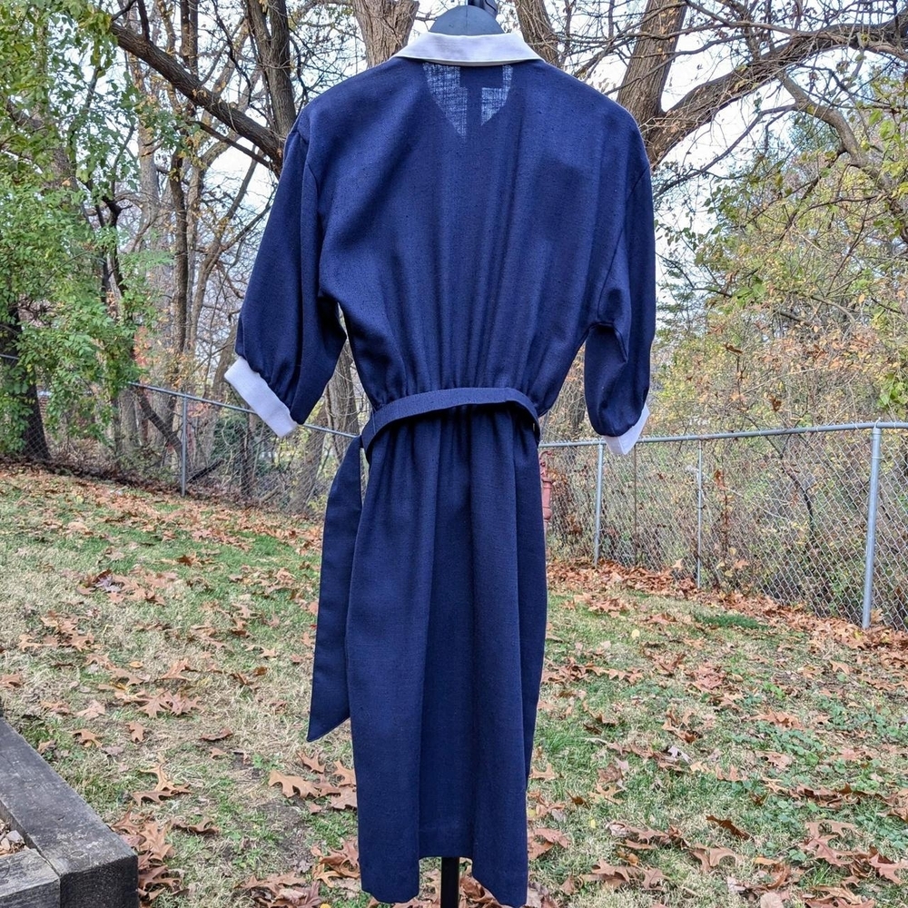 Vintage 60s COCO Navy & White Midi Dress Size 2/XS - Picture 6 of 7